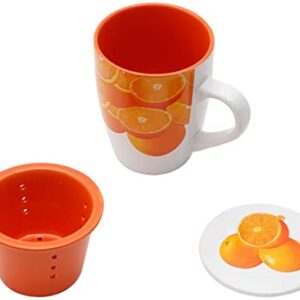 CANECA PORCELANA C/INFUSOR LARANJA 330ml